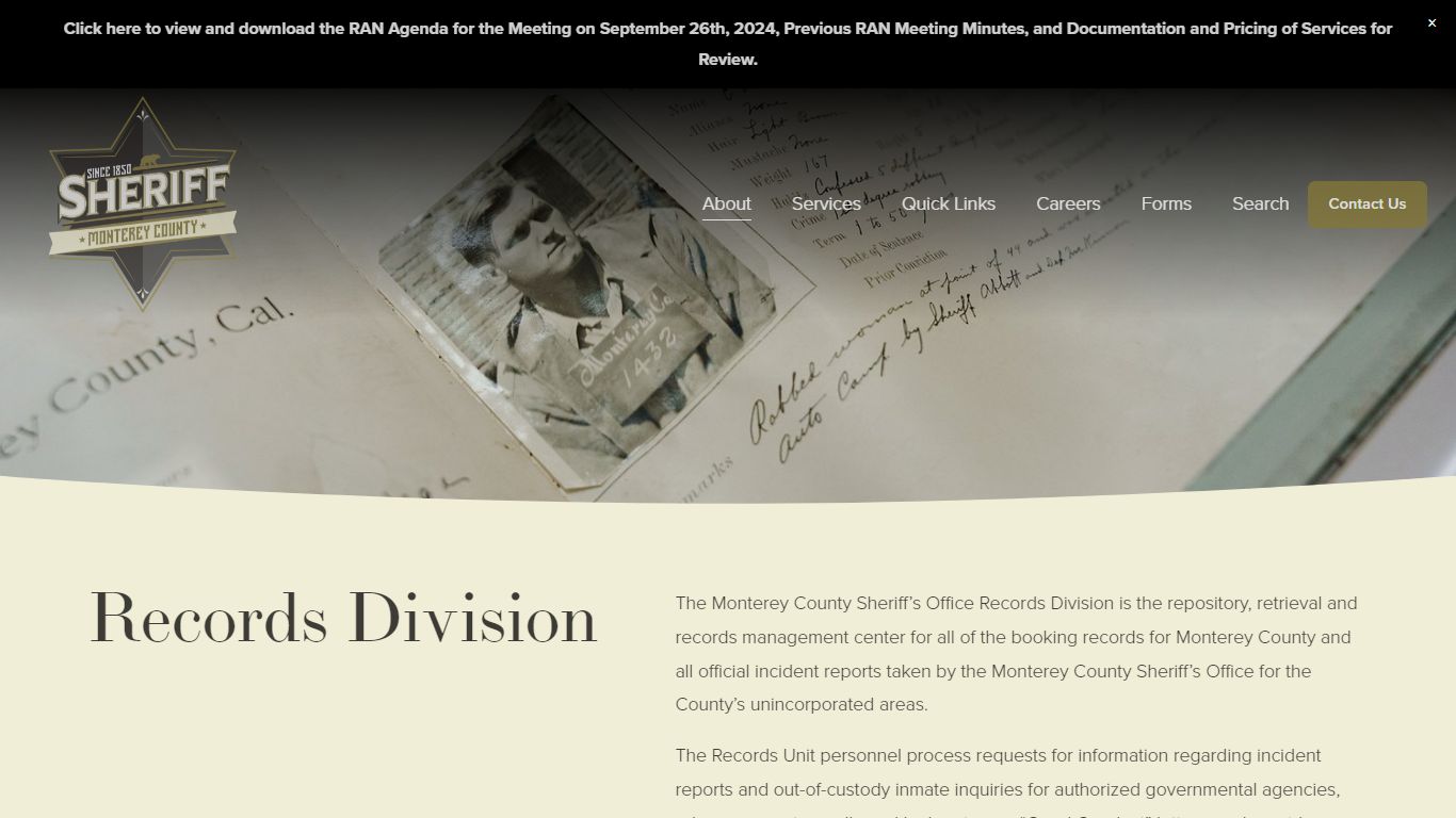 Records Division — Monterey County Sheriff's Office