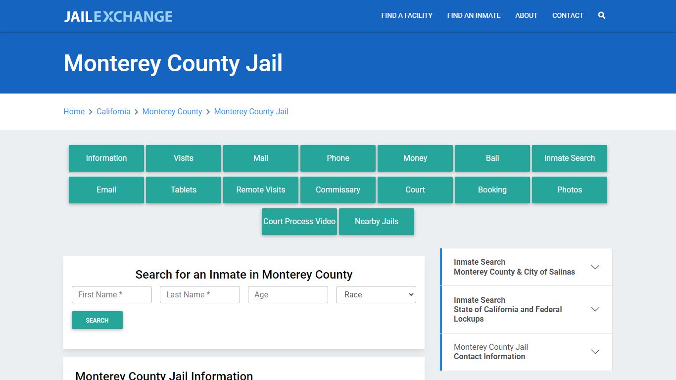 Monterey County Jail Roster Lookup, CA, Inmate Search